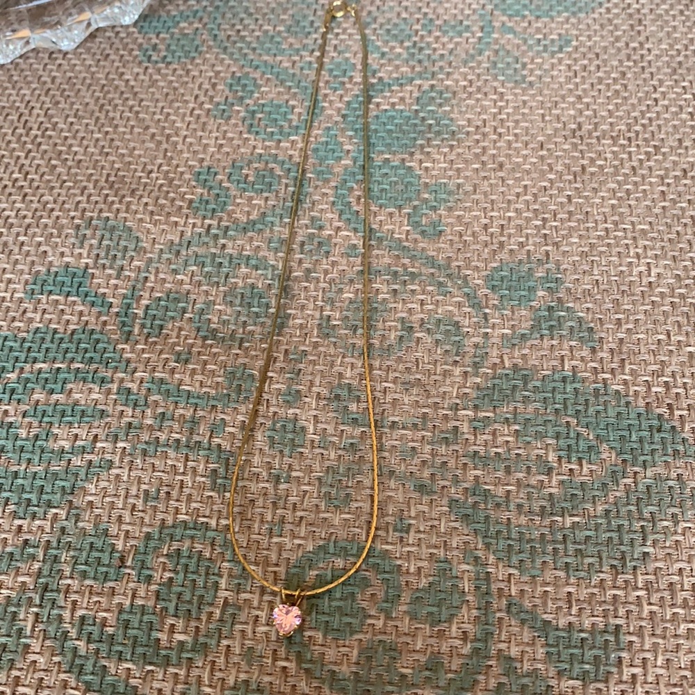Heart stone necklace with gold chain